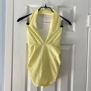 zara yellow halter top